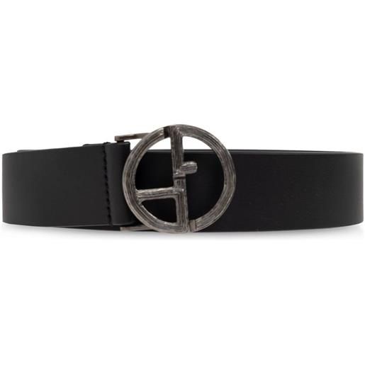 Giorgio Armani cintura in pelle con logo ga - nero