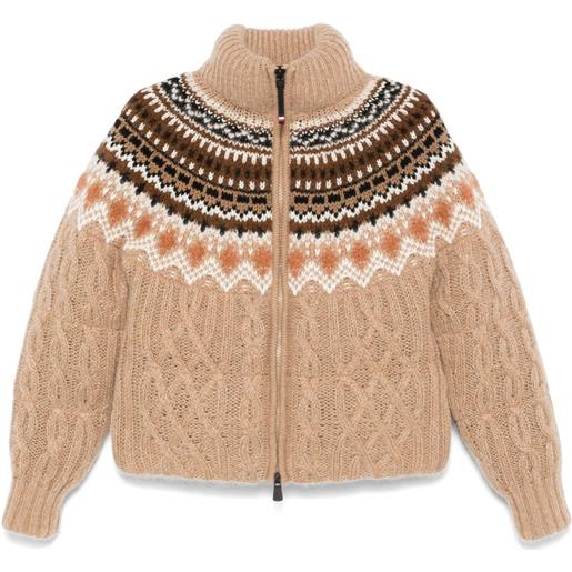 Moncler Grenoble piumino con motivo jacquard - marrone