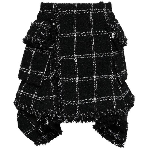 sacai minigonna asimmetrica in tweed - nero