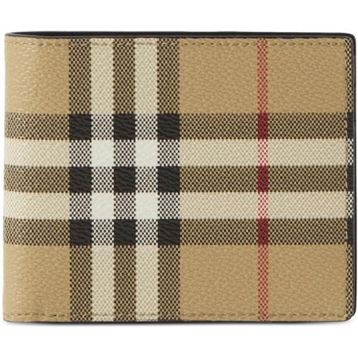 Burberry portafoglio bi-fold a quadri - marrone