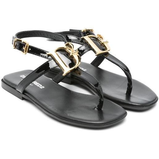 DSQUARED2 KIDS sandali con placca logo - nero