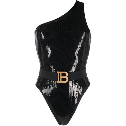 Balmain costume intero monospalla - nero