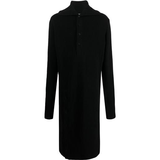 Yohji Yamamoto cardigan lungo con cappuccio - nero