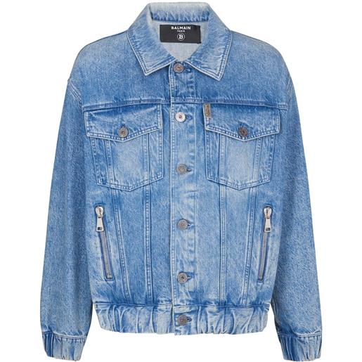Balmain giacca denim con applicazione 70s - blu