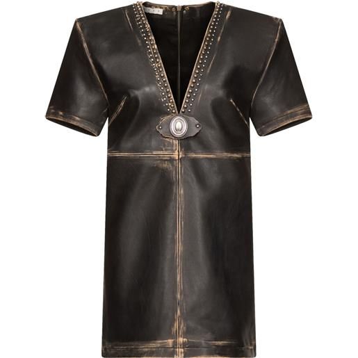 AREA abito modello t-shirt con borchie - nero