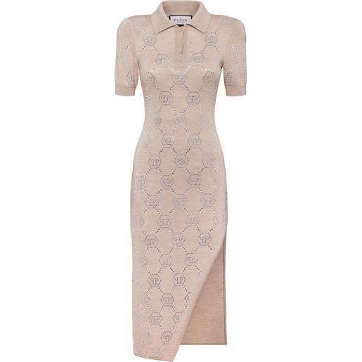 Philipp Plein abito modello polo midi con monogramma - toni neutri