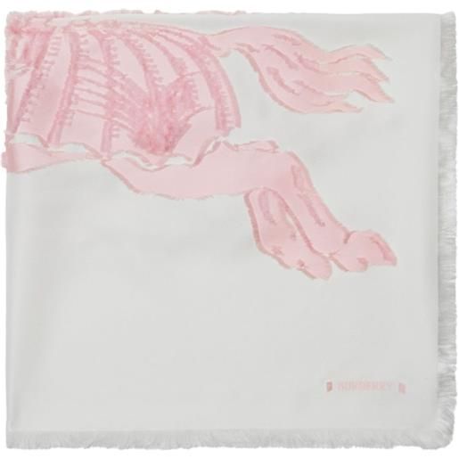 Burberry sciarpa con frange e motivo ekd - bianco