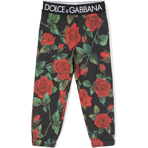 Dolce & Gabbana Kids pantaloni a fiori - nero