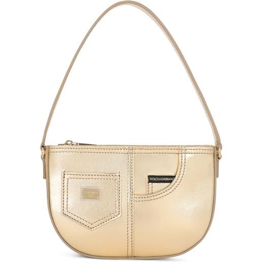 Dolce & Gabbana Kids borsa a spalla con placca logo - oro