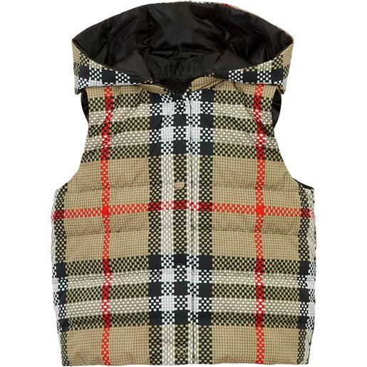 Burberry Kids gilet reversibile a quadri con cappuccio - nero