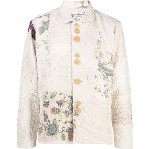 By Walid giacca-camicia con ricamo patchwork - toni neutri