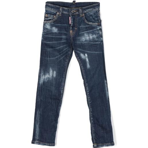 DSQUARED2 KIDS jeans dritti con effetto schiarito - blu