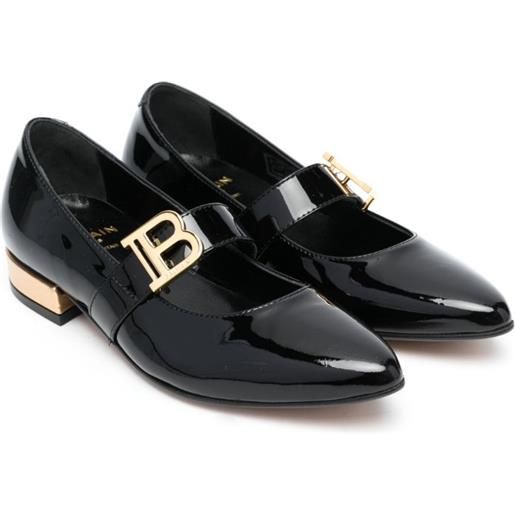 Balmain Kids ballerine con placca logo - nero