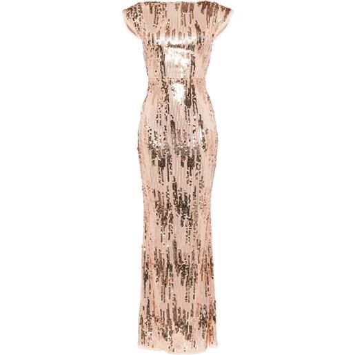 Talbot Runhof abito da sera con maniche ad aletta - marrone