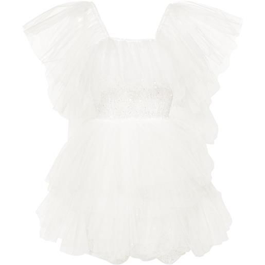 Loulou abito corto a fiori - bianco