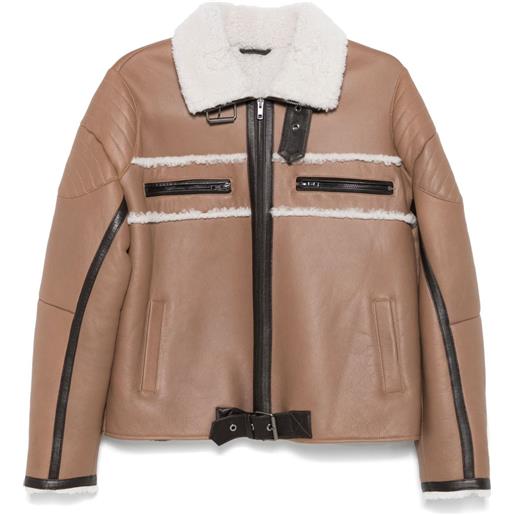 Manokhi giacca in pelle - marrone