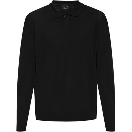 Giorgio Armani polo in maglia fine - nero
