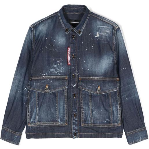 DSQUARED2 KIDS camicia denim con stampa - blu