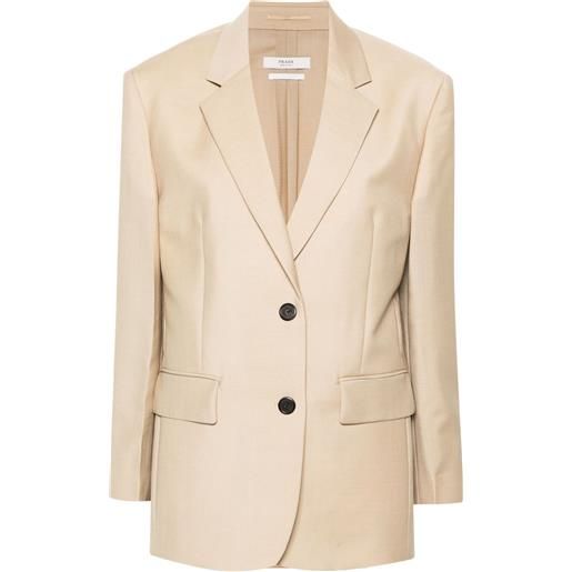 Prada blazer monopetto con logo a triangolo - toni neutri