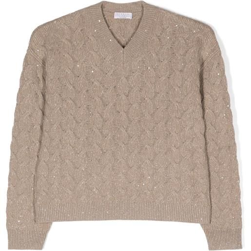 Brunello Cucinelli Kids maglione con paillettes - toni neutri
