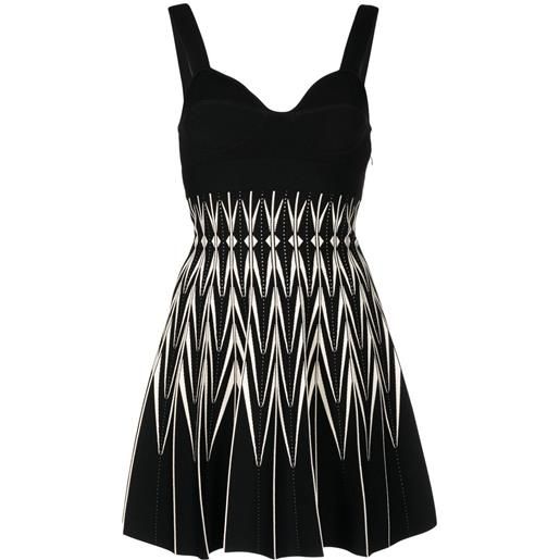 Alexander McQueen abito bicolore a zigzag - nero