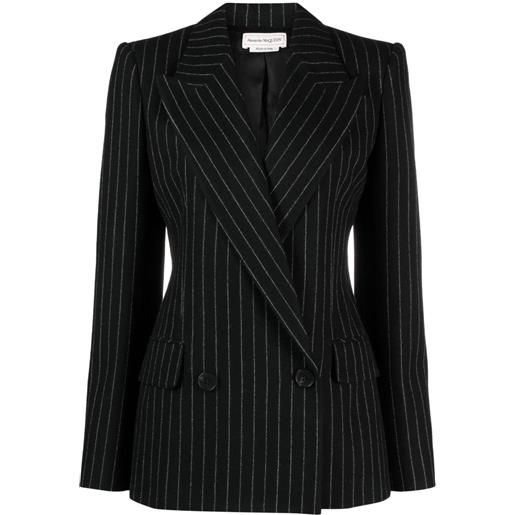 Alexander McQueen blazer doppiopetto a righe - nero