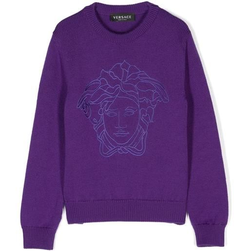 Versace Kids maglione con ricamo - viola