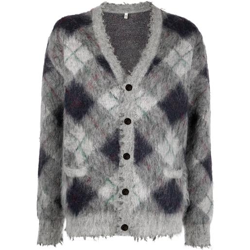 R13 cardigan a rombi - grigio