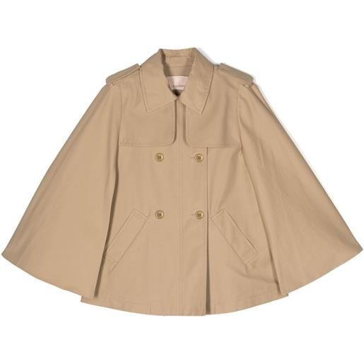 Elisabetta Franchi La Mia Bambina mantella con logo ricamato - toni neutri