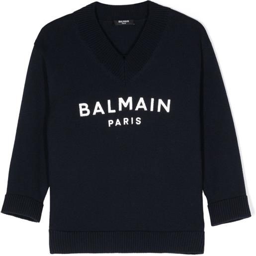Balmain Kids maglione con logo - blu