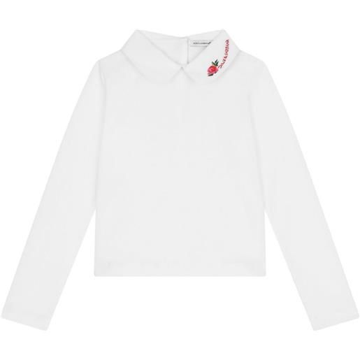 Dolce & Gabbana Kids polo con ricamo - bianco