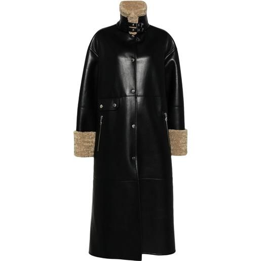 Nanushka cappotto con bordo in shearling cruelty-free - nero