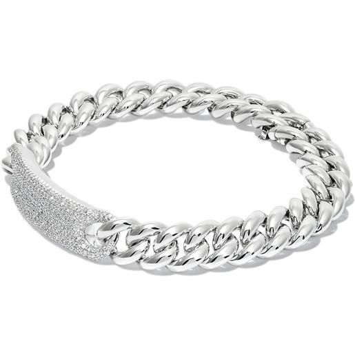 SHAY bracciale con placca id in oro bianco 18kt con diamanti - argento