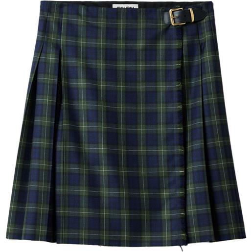 Miu Miu gonna con motivo tartan - verde