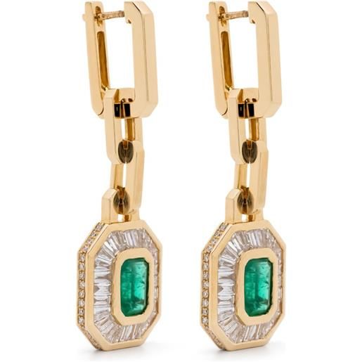 SHAY orecchini pendenti in oro giallo 18kt con smeraldi e diamanti