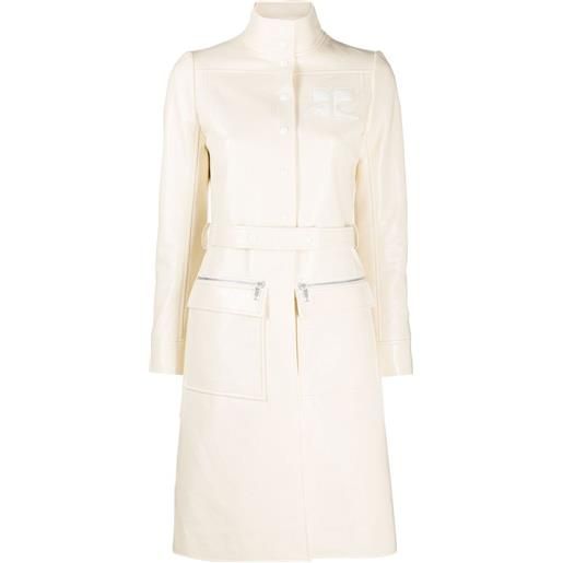 Courrèges trench con logo in vinile - toni neutri