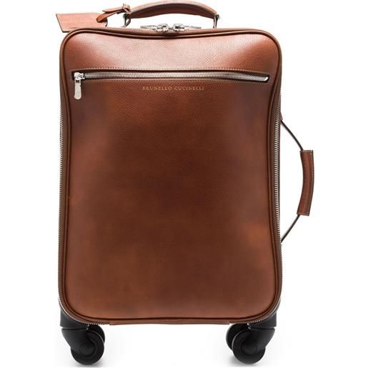 Brunello Cucinelli valigia con logo - marrone