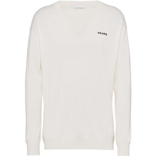 Prada maglione con scollo a v - bianco