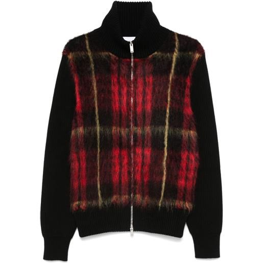 Alexander McQueen cardigan mac. Queen tartan con zip - rosso