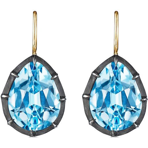 Orecchini Pendenti Grandi, Orecchini Donna Verde Blu Rame Goccia D'Acqua Regalo di Anniversario 34x14mm