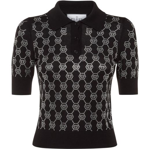 Philipp Plein polo con strass - nero