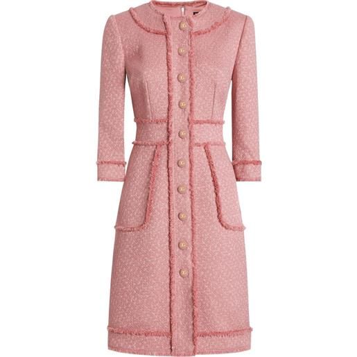 Dolce & Gabbana abito dna midi con bordi sfrangiati - rosa