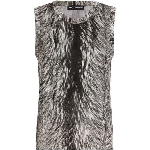 Dolce & Gabbana top con stampa effetto pelliccia - grigio