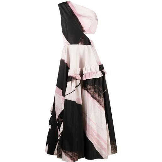 Alexander McQueen abito monospalla con stampa - nero