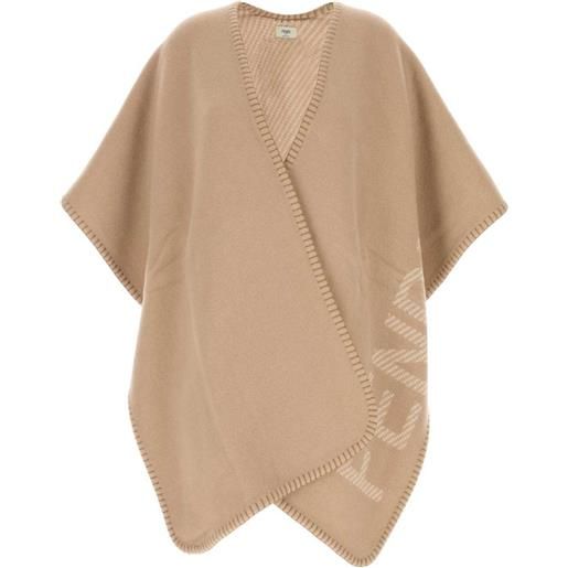 FENDI mantella con logo - toni neutri