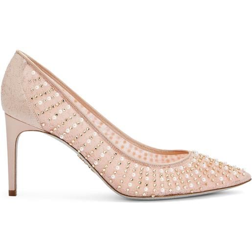 René Caovilla pumps in pizzo 80mm - toni neutri
