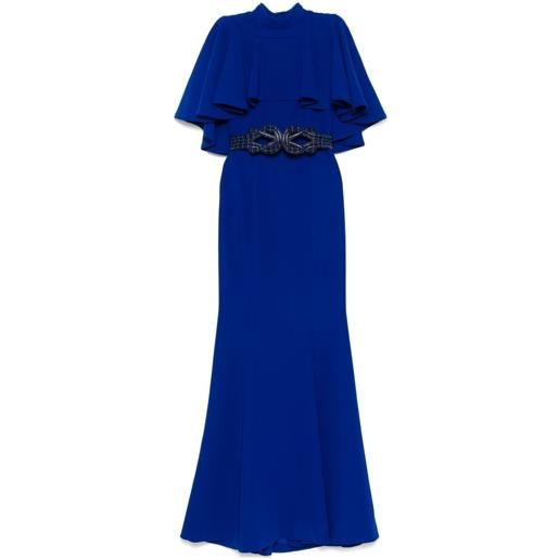 Saiid Kobeisy abito lungo aderente in crêpe - blu