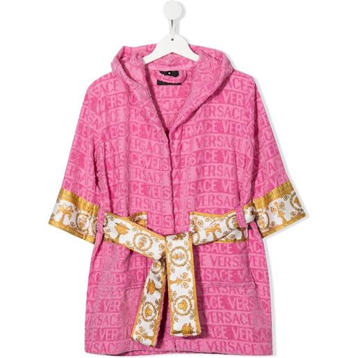 Versace Kids accappatoio i love baroque con cappuccio - rosa
