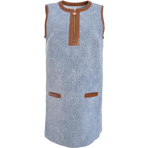 Casablanca abito denim con monogramma - blu
