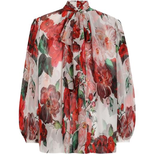 Dolce & Gabbana blusa in chiffon con stampa - bianco